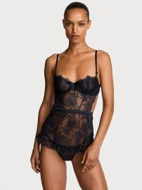 Buy Wicked Unlined Rose Lace Apron Set Navy Blue at Victorias Secret